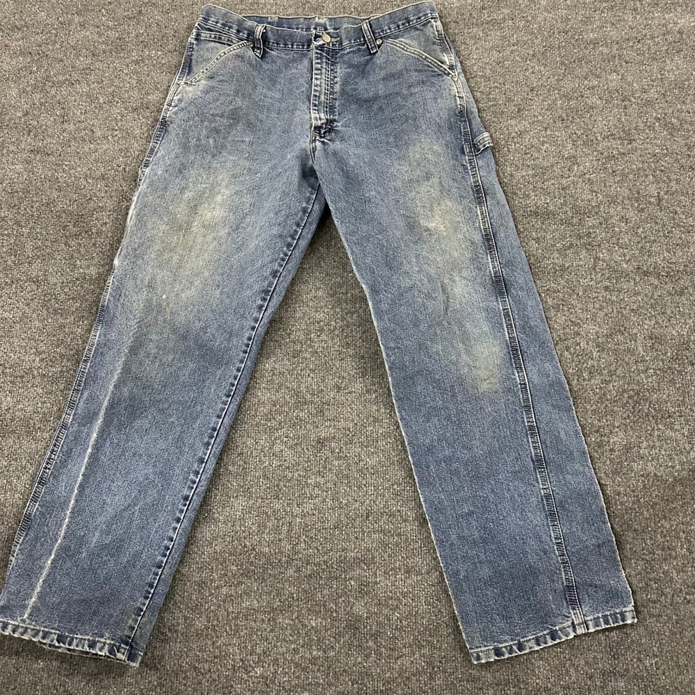 Wrangler Carpenter Jeans Mens Size 34x32 Blue Denim Relaxed Fit Workwear Utility